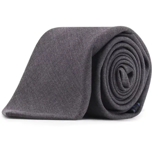 Ties, male, , Size: ONE SIZE Grey Wool Tie with Logo Tag - Kiton - Modalova