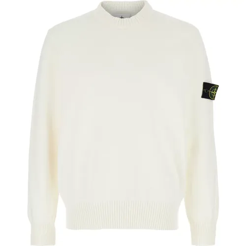 Weißer Rundhals-Strickpullover für Männer - Stone Island - Modalova