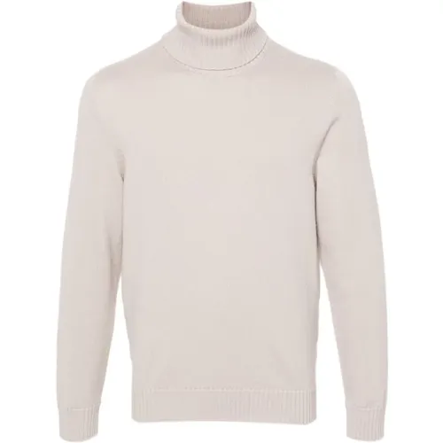 Turtlenecks, male, , Size: XL Cream Merino High Neck Sweater - Drumohr - Modalova