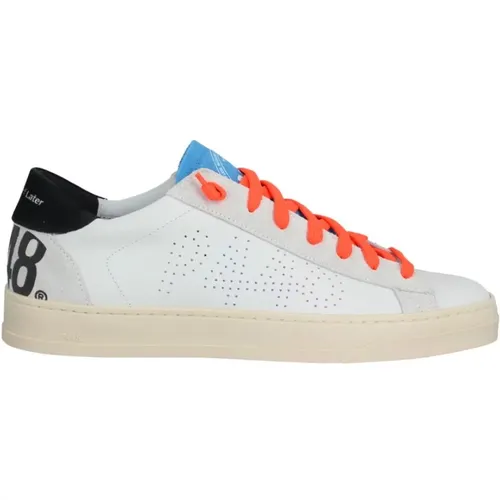 White Leather Sneakers with Neon Accents , male, Sizes: 6 UK, 11 UK, 7 UK - P448 - Modalova
