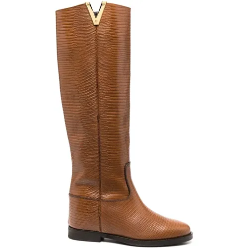 Leather Knee-Length Boots , female, Sizes: 3 UK - Via Roma 15 - Modalova