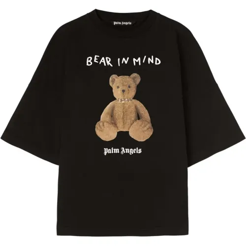 T-Shirts, male, , Size: M Slogan Print Bear Motif T-shirts - Palm Angels - Modalova