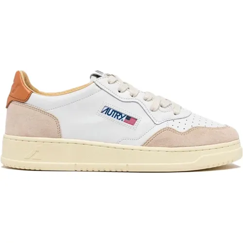 Leather sneakers with beige suede accents , male, Sizes: 10 UK, 9 UK, 6 UK, 11 UK, 8 UK, 7 UK - Autry - Modalova