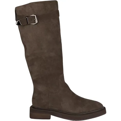 Stylish Leather Ankle Boots with Buckle Embellishment , female, Sizes: 7 UK, 3 UK, 8 UK, 6 UK, 5 UK, 4 UK - Alma en Pena - Modalova
