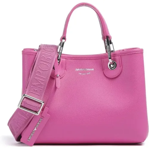 Tote Bags, female, , Size: ONE SIZE Small MyEA Shopper Bag with Deer Print - Emporio Armani - Modalova