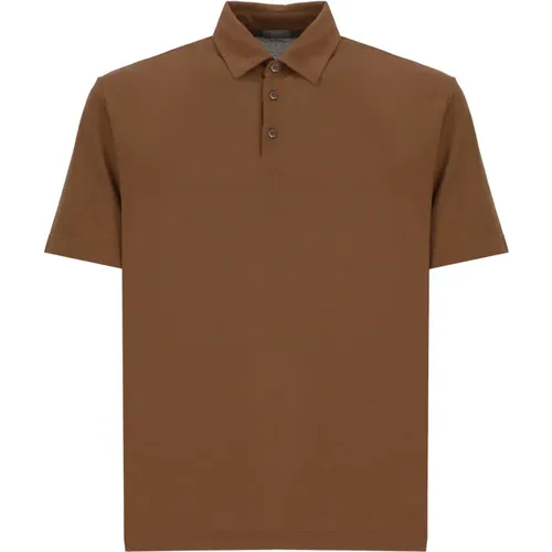 Braunes IceCotton Polo-Shirt für Männer , Herren, Größe: 2XL - Zanone - Modalova