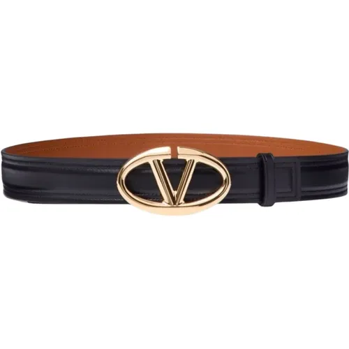 Leather Belt with VLogo Buckle , female, Sizes: 80 CM, 90 CM, 85 CM - Valentino Garavani - Modalova