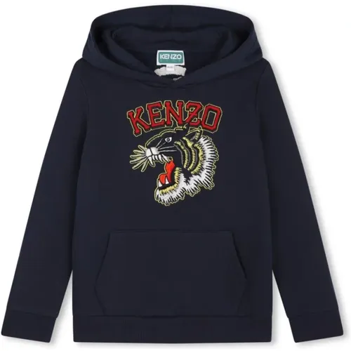 Blauer Hoodie mit Besticktem Logo Pullover - Kenzo - Modalova