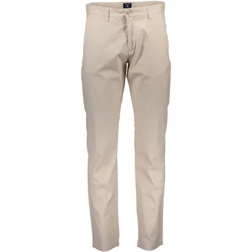 Chinos, male, , Size: W31 Cotton Jeans Pant, 5-Pocket, Button and Zip, Logo - Gant - Modalova