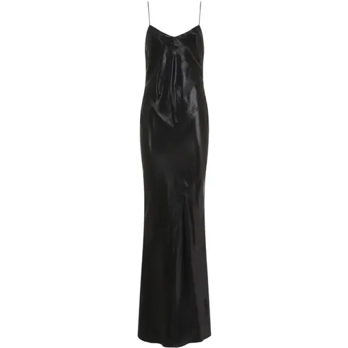 Satin V-Neck Long Dress , female, Sizes: M - Saint Laurent - Modalova