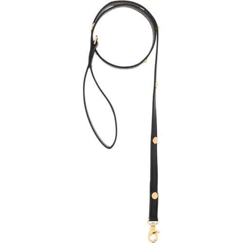 Leather leash with Medusa studs , unisex, Sizes: ONE SIZE - Versace - Modalova