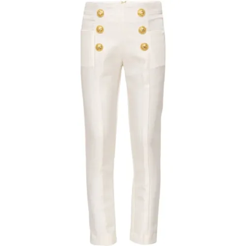 Klassische weiße Hose mit hoher Taille - Balmain - Modalova