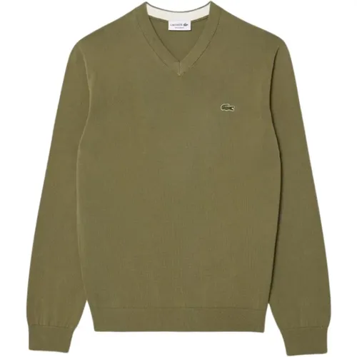 Bio-Baumwolle V-Ausschnitt Pullover , Herren, Größe: L - Lacoste - Modalova