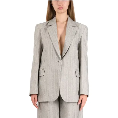 Striped blazer with rhinestone detail , female, Sizes: L, XS - Actualee - Modalova