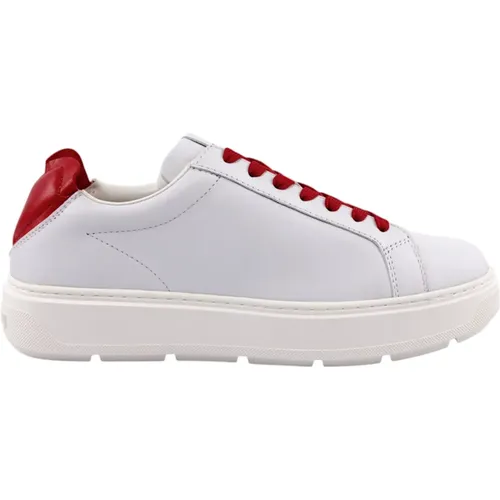 Sneakers, female, , Size: 7 US Bianco Rosso Stylish Sneakers - Love Moschino - Modalova