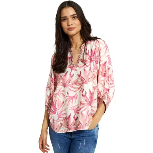 Blouses, female, , Size: XL Blush Rose 3/4 Sleeve V-Neck Blouse - IN Front - Modalova