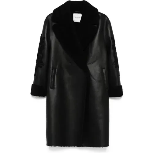 Double-Breasted Faux Leather Coat , female, Sizes: M - Ermanno Scervino - Modalova