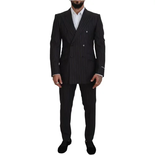 Double Breasted Suits, male, , Size: L Double Breasted 2 Piece Suit with Striped Blazer and Trousers - Dolce & Gabbana - Modalova