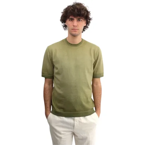 Kurzarm Grünes Rundhals T-shirt , Herren, Größe: S - Altea - Modalova