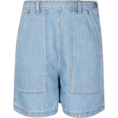 Denim Bermuda shorts with side pockets , female, Sizes: XS, 2XS - Max Mara Weekend - Modalova