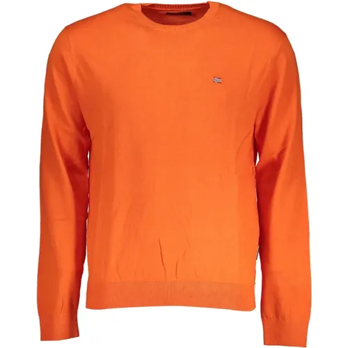 Roter Pullover mit Langen Ärmeln und Besticktem Logo , Herren, Größe: 2XL - Napapijri - Modalova