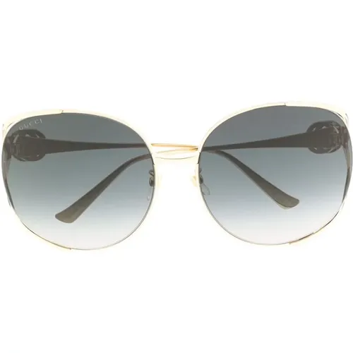 Gold Sunglasses with Original Accessories , female, Sizes: 63 MM - Gucci - Modalova