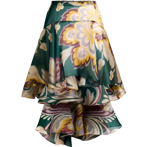 Short Skirts, female, , Size: S Floral Print Asymmetric Midi Skirt - ETRO - Modalova