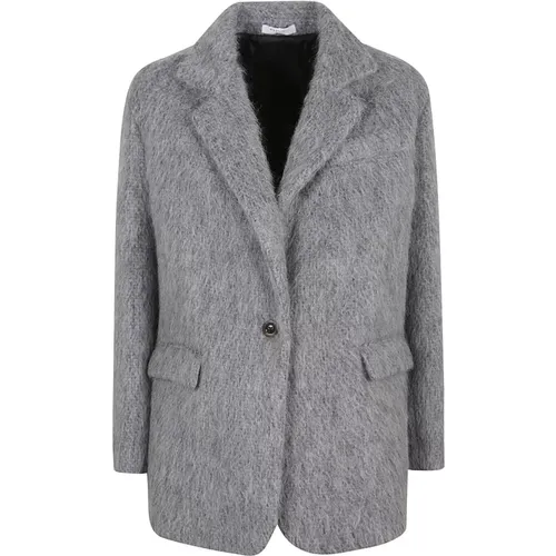 Graue Wollmischung Alpaka Mohair Jacke - Boglioli - Modalova