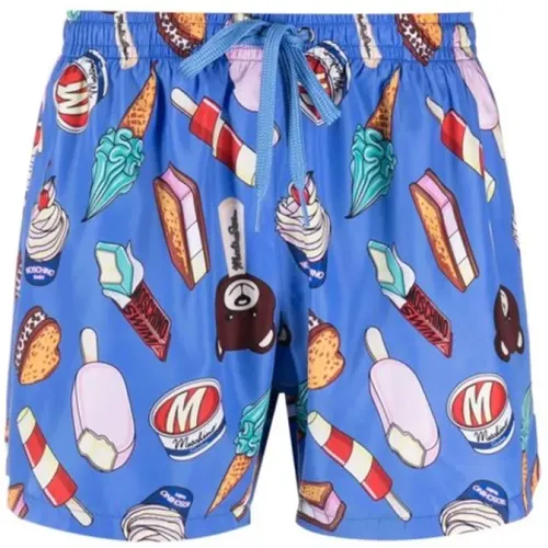 Beachwear, male, , Size: L Graphic Print Swim Shorts - Moschino - Modalova