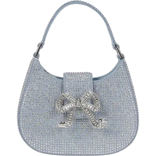 Handbags, female, , Size: ONE SIZE Denim Crescent Rhinestone Bag - Self Portrait - Modalova