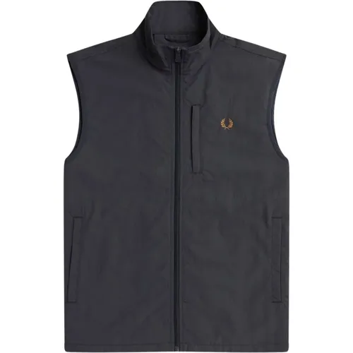 Vests, male, , Size: M Nylon Gilet with Laurel Embroidery - Fred Perry - Modalova