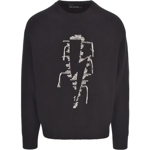 Thunderbolt Fringe Sweater , male, Sizes: XL - Neil Barrett - Modalova