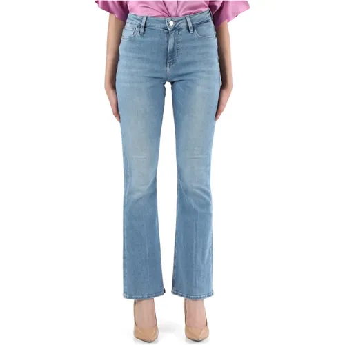 High Flare Jeans mit bestickten Pailletten , Damen, Größe: W29 - Guess - Modalova