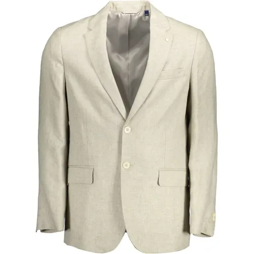 Blazers, male, , Size: M Classic Linen Jacket with Logo - Gant - Modalova