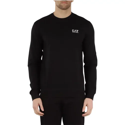 Cotton Sweatshirt with Embossed Logo Print , male, Sizes: S, M - Emporio Armani EA7 - Modalova