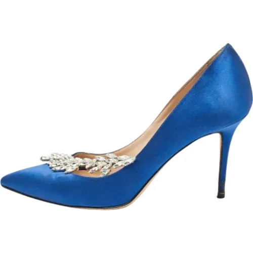 Pre-owned Pumps, female, , Size: 7 1/2 US Pre-owned Satin heels - Manolo Blahnik Pre-owned - Modalova