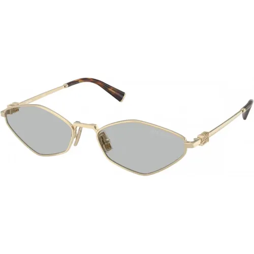 Irregular Metal Sunglasses with Light Grey Lenses , unisex, Sizes: ONE SIZE, 56 MM - Miu Miu - Modalova