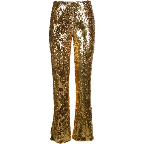 Sequin Flared Pants - Gold , female, Sizes: XS - Jucca - Modalova