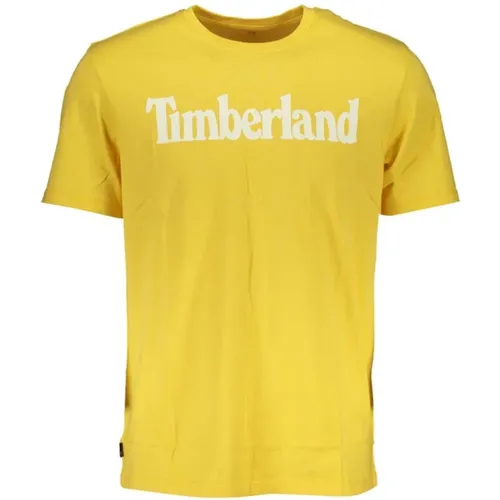 Gelbes Baumwoll-T-Shirt mit Druck , Herren, Größe: 2XL - Timberland - Modalova