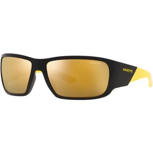 Matte Black Yellow/Gold Sonnenbrille Snap II , Herren, Größe: ONE Size - Arnette - Modalova