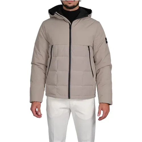 AF5 Beig Men`s Short Winter Jacket with Hood , male, Sizes: XL - Calvin Klein - Modalova
