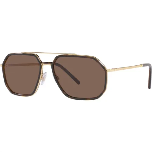 Gold Havana Sonnenbrille , Herren, Größe: 60 MM - Dolce & Gabbana - Modalova