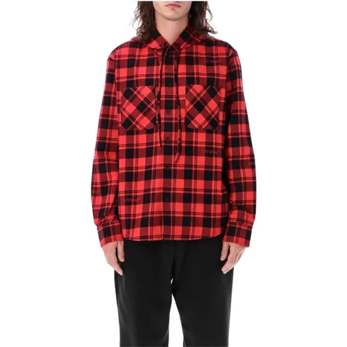 Clothing Shirts Red/black Aw23 , male, Sizes: S, L - Off White - Modalova