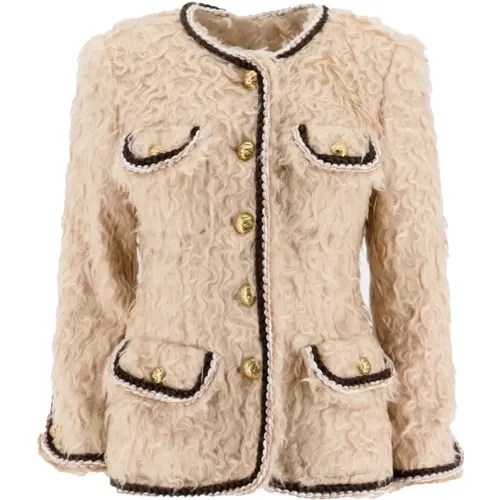 Fur-Effect Crewneck Jacket with Pegasus Buttons , female, Sizes: S - ETRO - Modalova