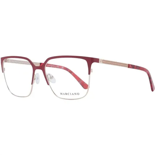 Glasses, female, , Size: ONE SIZE Burgundy Square Metal Optical Frames - Guess - Modalova