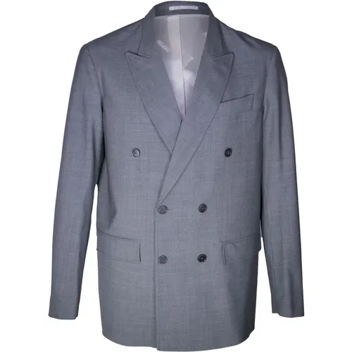 Blazers, male, , Size: L Double-breasted blazer with peak lapel - Mauro Grifoni - Modalova