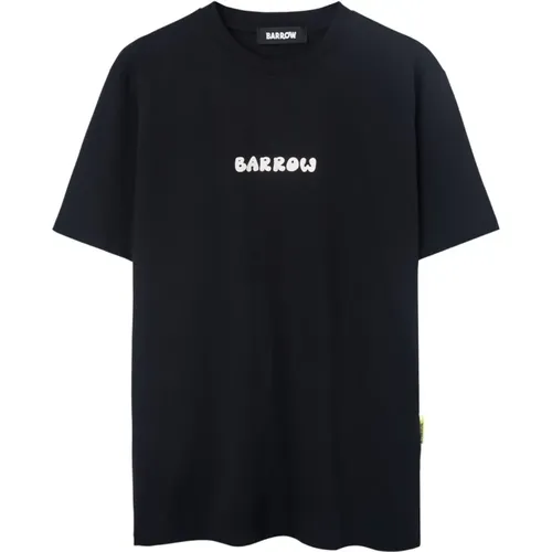 Schwarzes T-Shirt mit bedrucktem Rücken , Herren, Größe: XL - Barrow - Modalova