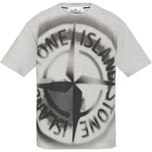 T-Shirt mit Logo , Herren, Größe: M - Stone Island - Modalova