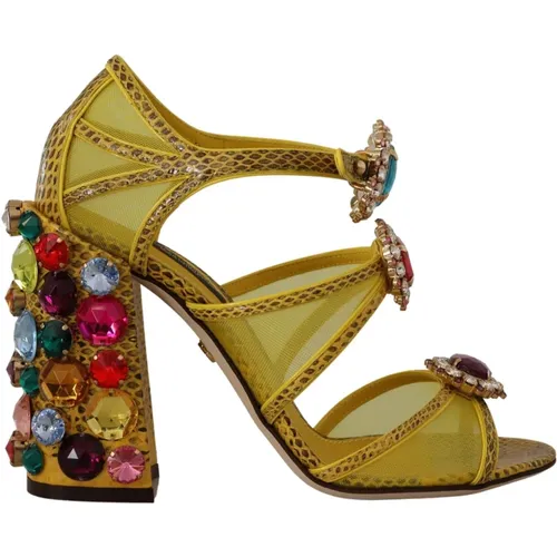 High Heel Sandalen mit mehrfarbigen Kristallen - Dolce & Gabbana - Modalova