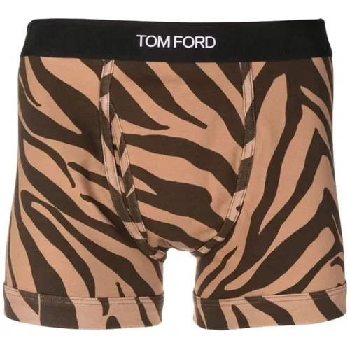 Bottoms, male, , Size: 2XL Zebra-Print Boxer with Logo Waistband - Tom Ford - Modalova